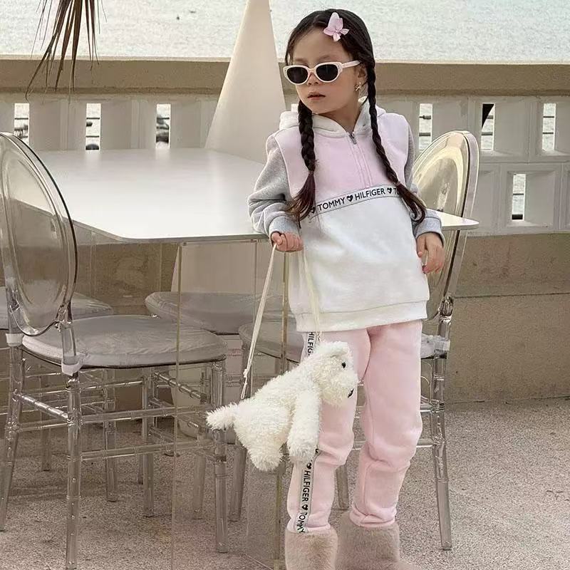 25加绒厚款女童女宝卫衣加绒厚款时尚洋气百搭运动服休闲套装卫衣