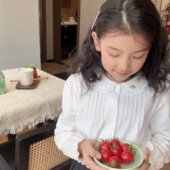 樱桃全棉内搭衬衣打底衫 日系新款 童装 新品 女童花边领绣花衬衫