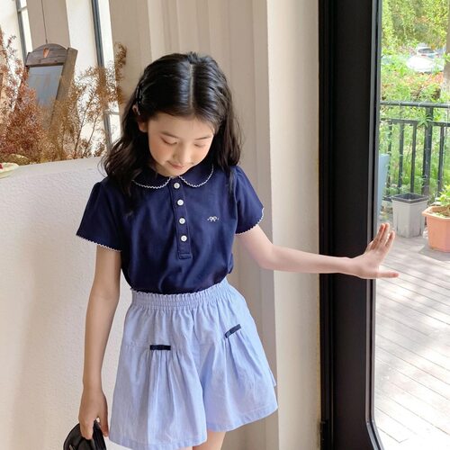 女童夏季甜美POLO短裤两件套