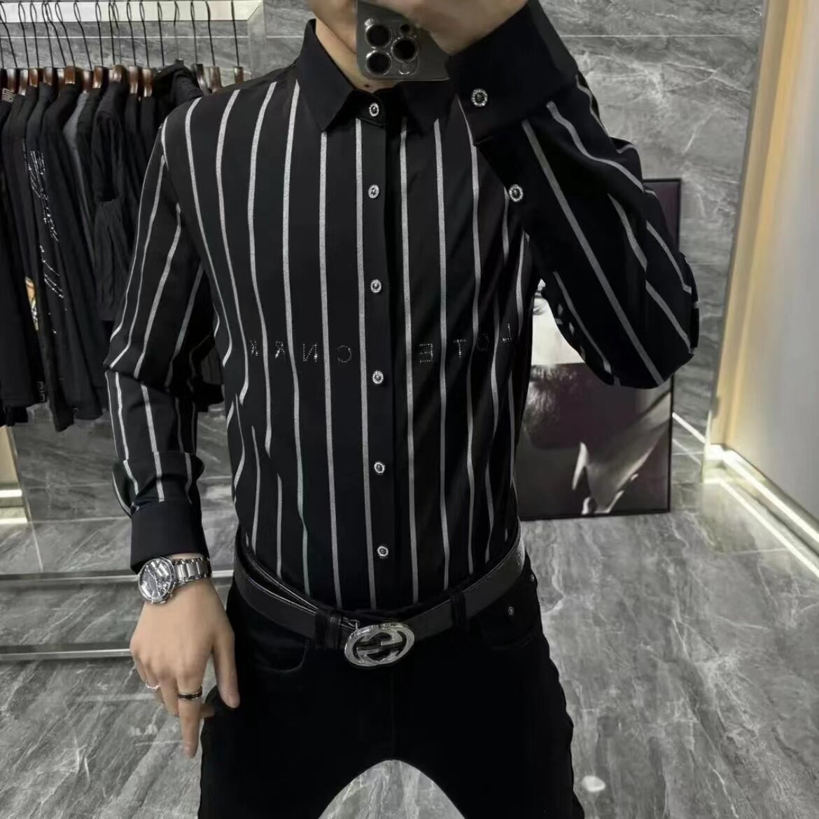 男士时尚百搭翻领衬衫