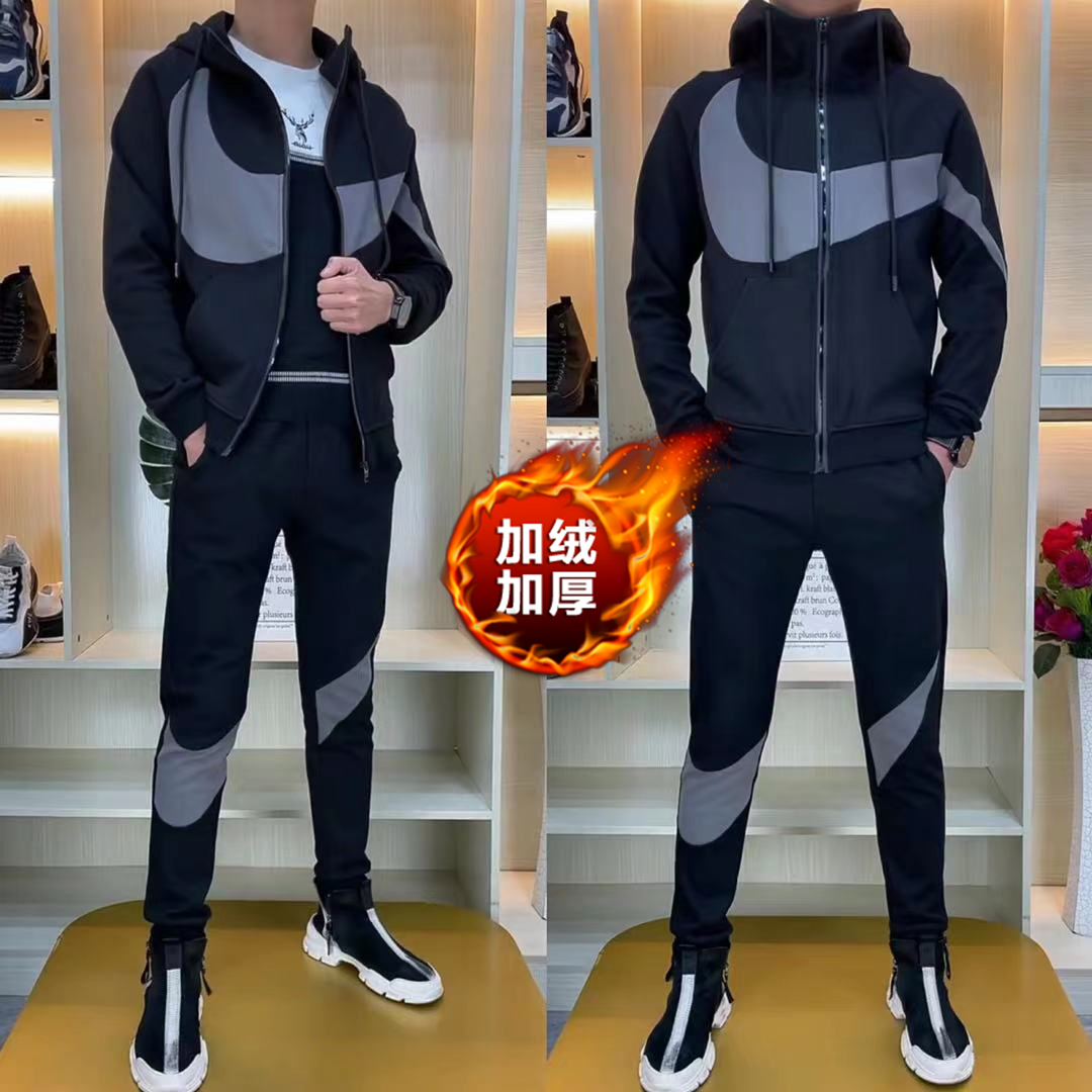 T001秋季男士运动服休闲运动套装男外套裤子修身百搭网红男两件套