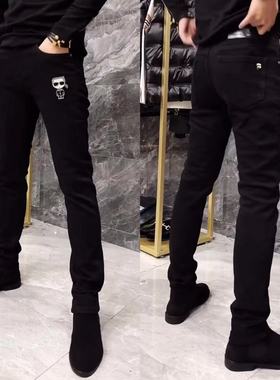 K93229欧洲站秋冬男款黑色牛仔裤潮牌商务休闲裤男冬季直筒裤子男