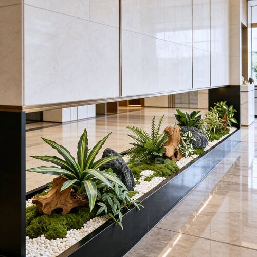 仿真绿植高端轻奢室内景观造景假植物隔断入户玄关长条微景观装饰