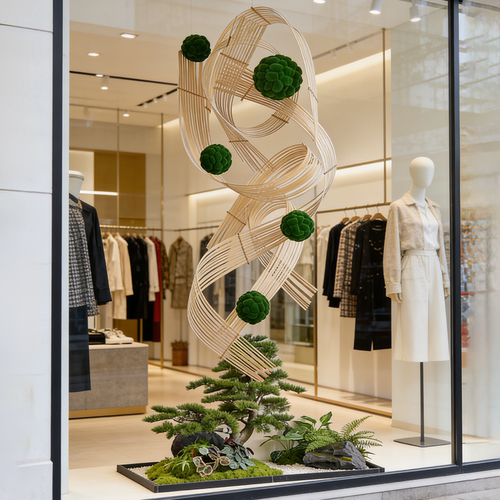 仿真绿植服装店橱窗悬挂造景室内假绿植高级逼真感装饰景观摆件