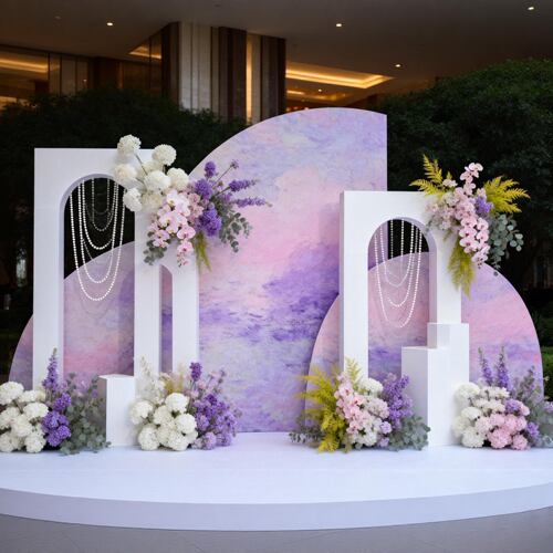 挂花仿真花kt板背景装饰花成品地排花莫奈花园造景假花艺场景布置