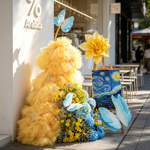 仿真花高级感逼真咖啡店花艺摆件