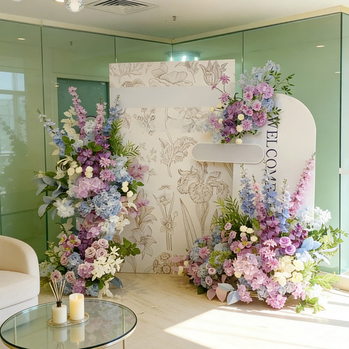 莫奈花园造景花艺仿真花装饰周年庆活动美容院网红打卡拍照区布置