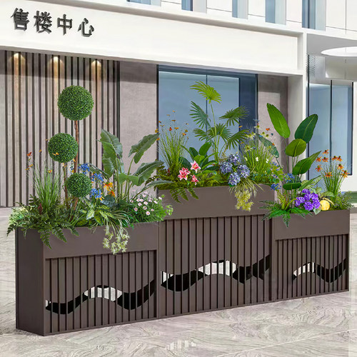 户外花箱外摆围栏隔断仿真绿植造景组合仿生旅人蕉球形假植物景观