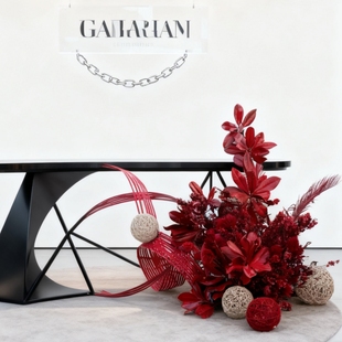 红色仿真花艺摆件假花造景酒店公司前台春节新年橱窗装饰场景布置