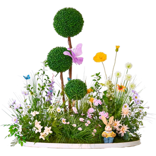 仿真花造景儿童教育培训机构教室内背景墙场景布置假绿植装饰摆件