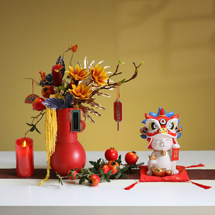 春节迎新氛围布置2026公司前台新年装饰门店铺马年宵花艺桌面摆件