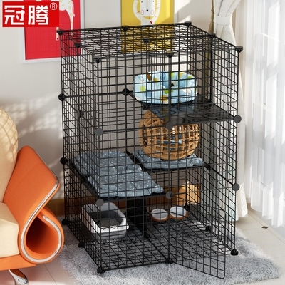 室内狗笼子中型带厕所狗狗围栏栅栏泰迪小型犬三层猫笼狗笼子别墅