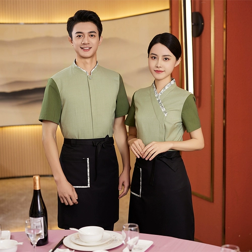 Aocheng, китайский ресторан, отель, официант, рабочая одежда с короткими рукавами, летняя одежда для общественного питания, чай с молоком, горячий горшок, рабочая одежда для ресторана