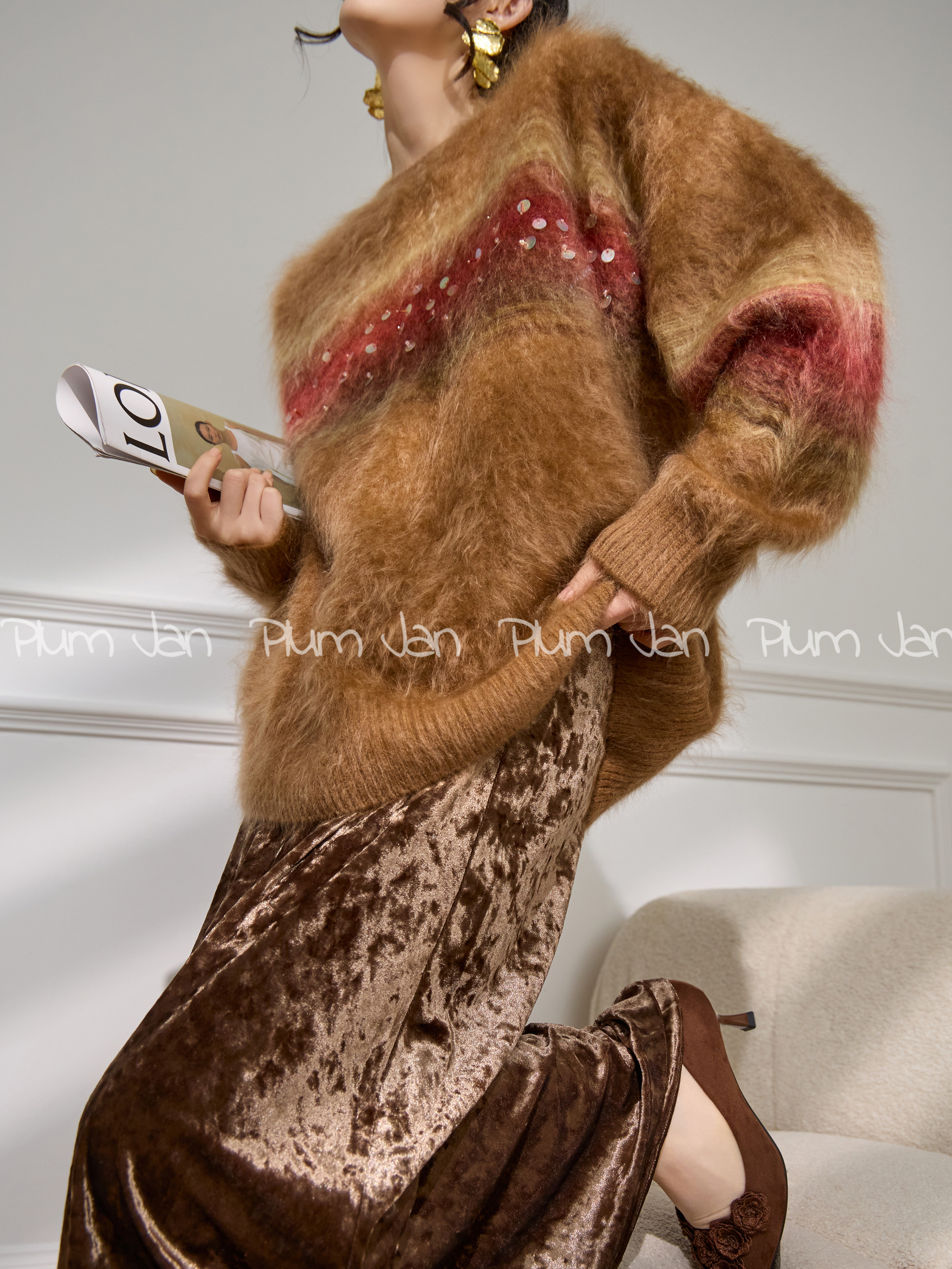Mohair Sweater for Women with Sequin Round Neck - Buy from Taobao, China | Shopme Agent