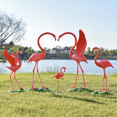 彷真火烈鸟大摆件玻璃纤维动物雕塑户外别墅庭院花园水池造景观装