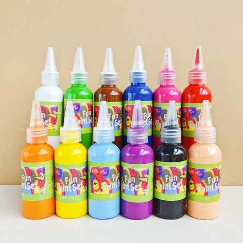 水粉颜料可水洗24色手指画无毒水粉画美术手印专用画画工具全套装