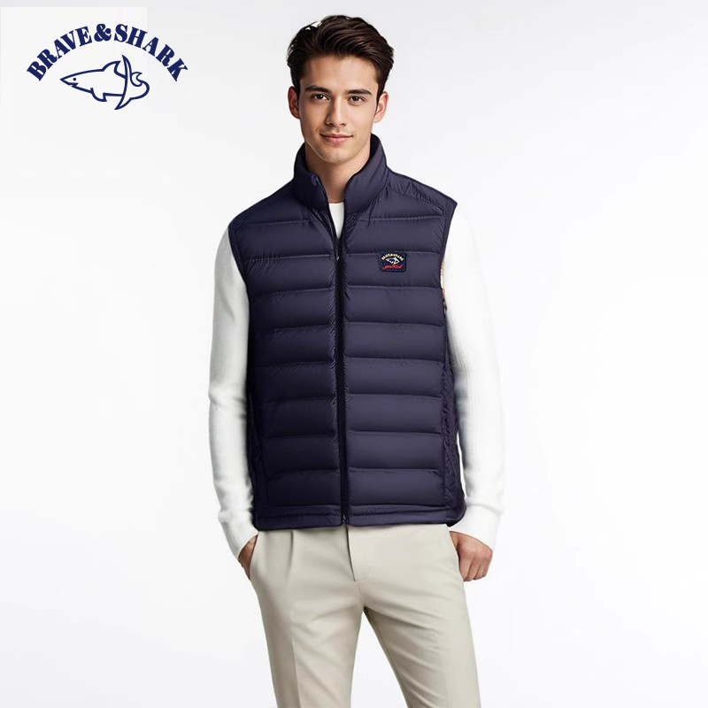 勇士鲨鱼石墨烯羽绒马甲男士