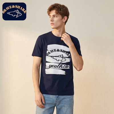 勇士鲨鱼男士时尚圆领短袖t恤