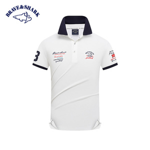 勇士鲨鱼高端品牌夏季新款翻领美式短袖t恤休闲潮牌刺绣POLO衫男