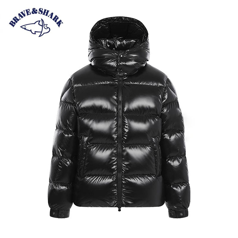 90鹅绒勇士鲨鱼高端羽绒服男装加厚超厚美式亮面商务高充绒量300g