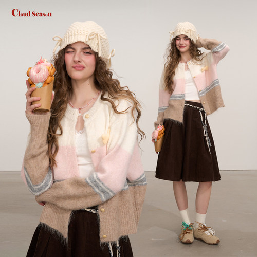 CLOUDSEASON奶油慕斯毛衣开衫外套女2026新款毛衣外套女毛衣女秋