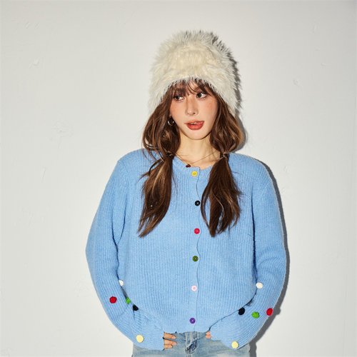 CLOUDSEASON彩色毛球开衫上衣