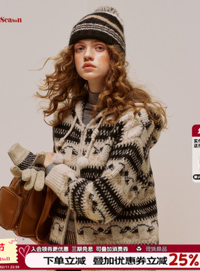 CLOUDSEASON波斯顿毛衣费尔岛毛衣毛衣开衫外套女2025新款毛衣女