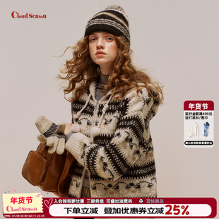 CLOUDSEASON波斯顿毛衣费尔岛毛衣毛衣开衫外套女2026新款毛衣女