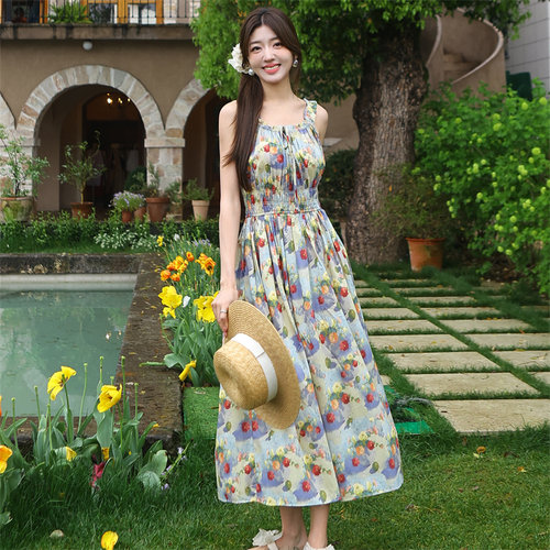 CLOUDSEASON夏日油画风吊带裙