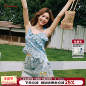 CLOUDSEASON夏日汽水设计感吊带 别致甜辣很仙 上衣吊带背心