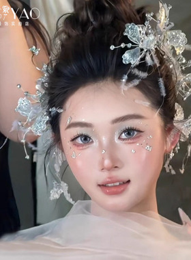 新款新娘头饰灵动婚礼超仙气水晶结婚婚纱饰品发饰品大气高级感