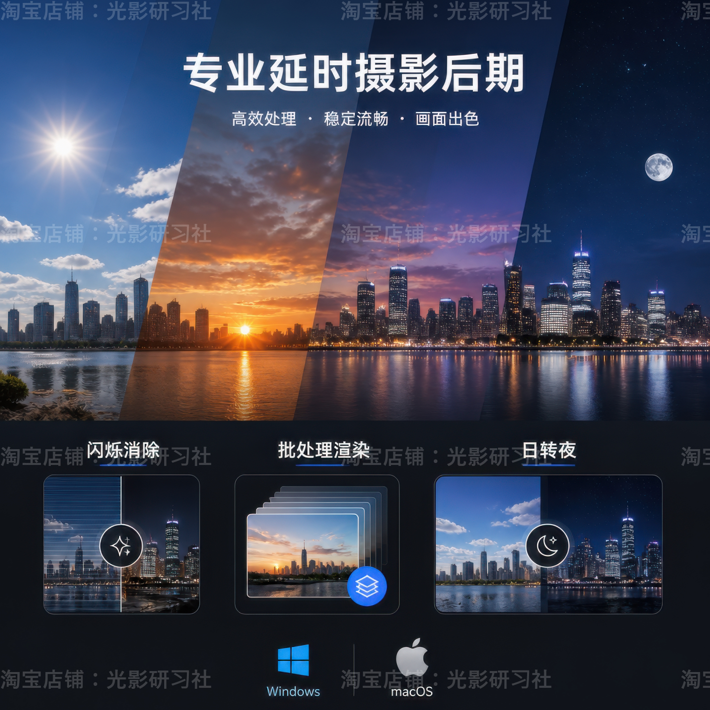 延时摄影后期RAW关键帧调色圣杯过渡去闪烁8K渲染日转夜去闪烁