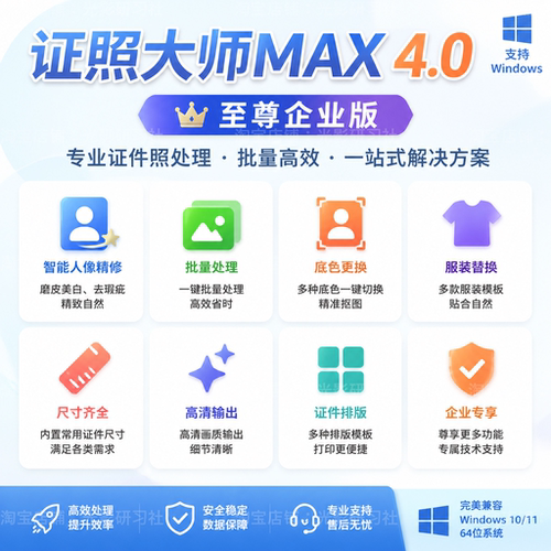 信达MAX证照大师4.0PS证件照插件AI换装精修自动排版批量处理