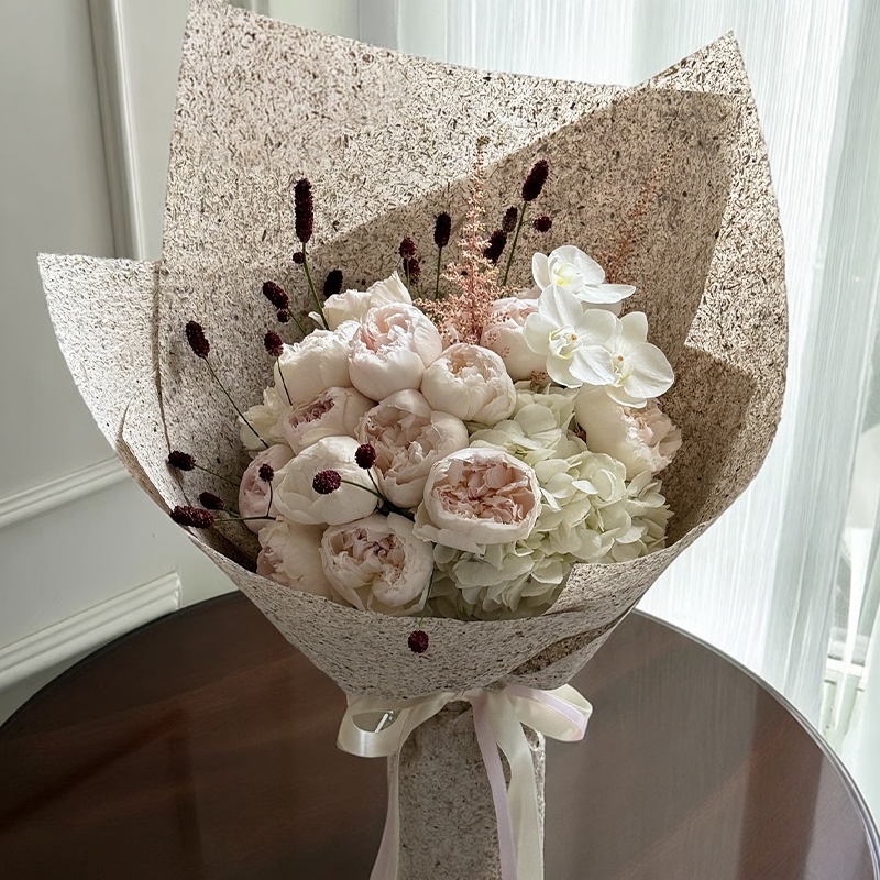 复古高级感花束包装纸手工树皮纸