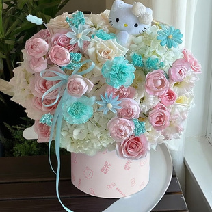 卡通猫小号迷你抱抱桶花桶鲜花花束插花桶花艺手工diy礼物包装盒