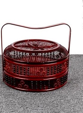 饭盒红色盒古提盒收纳精品竹制提篮食盒婚K层礼仿竹编多庆月饼m