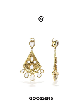 Goossens法国品牌Cachemire岩晶吊坠耳环 轻奢复古天然水晶耳环