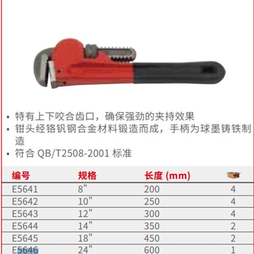 力易得美式重型管子钳E5641/E5642/E5643/E5644/E5645/E5646