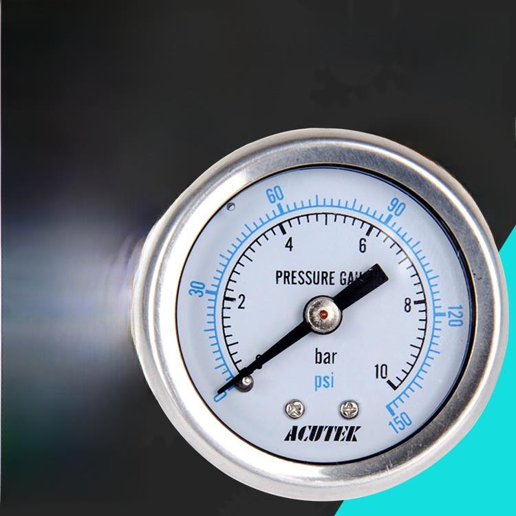 acacutek轴向防震压力表Yn40Z 10Bar Pt1/8液压防震和防震压力表