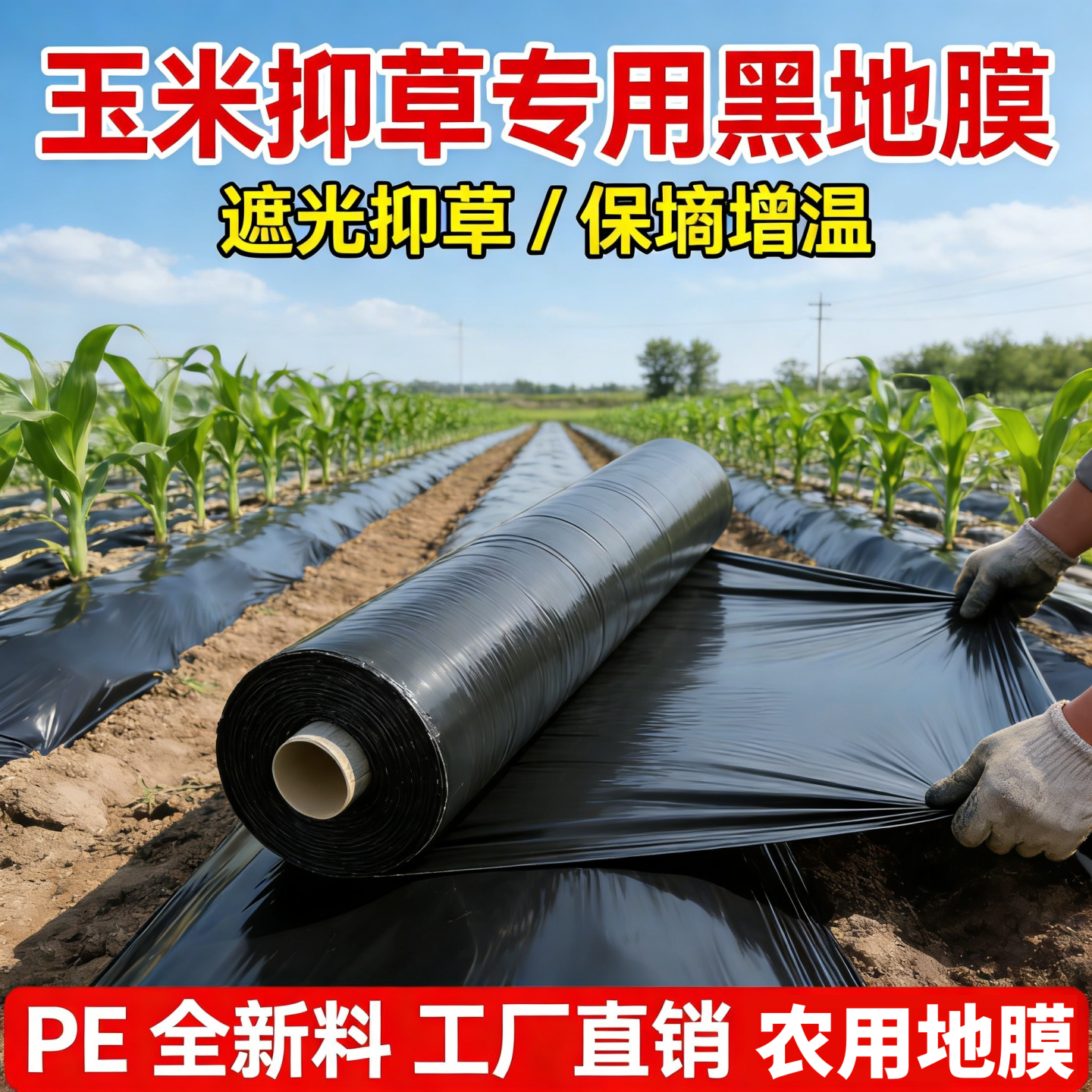 玉米专用地膜黑色批发保温膜加厚农用种植塑料薄膜防草布除草地钉,农机/农具/农膜,农用薄膜,淘宝优惠券,粉丝福利购,淘宝优惠卷