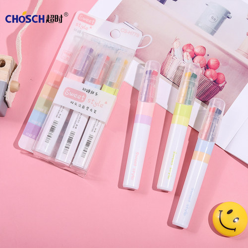 6色双色荧光笔CHOSCH/超时