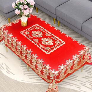 结婚红色桌布防水防油免洗防烫喜庆婚庆长方形pvc餐桌布茶几台布