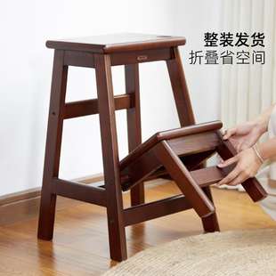 家用梯凳折叠梯人字梯加厚实木梯椅凳子两用登高楼梯小梯子置物架