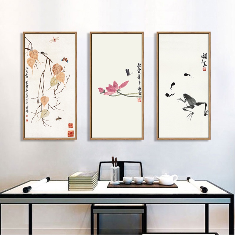 书房挂画禅意字画客厅新中式齐白石虾水墨装饰画餐厅国画茶室挂画