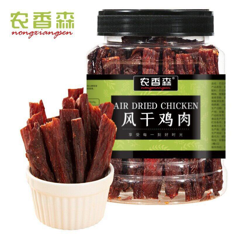 农香森风干鸡肉干鸡胸肉条250g/罐鸡肉条耐吃解馋小零食健身食品