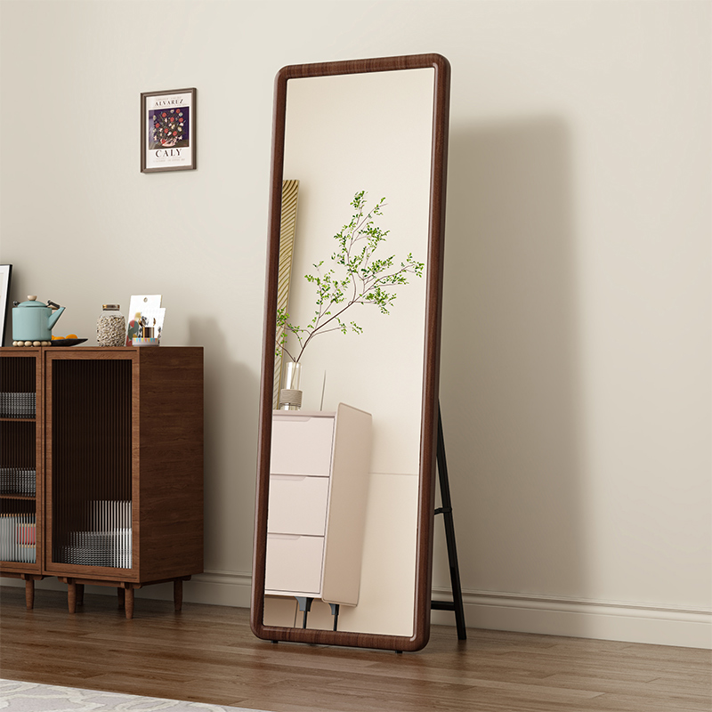 实木全身镜子家用全身镜壁挂全身落地镜轻奢中古风高级卧室全身镜