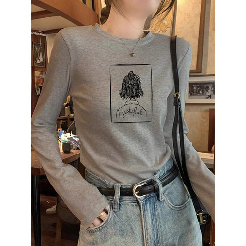 纯棉打底衫女秋冬加厚磨毛上衣