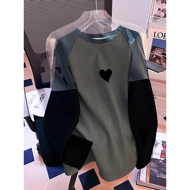 配鲨鱼裤的上衣设计感加厚磨毛打底衫春秋卫衣内搭中长款纯棉T恤