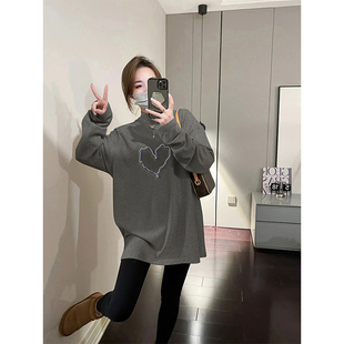 半高领打底衫女秋冬高级感中长款T恤保暖洋气内搭配鲨鱼裤的上衣