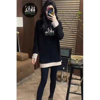 中长款德绒打底衫女宽松遮臀长袖